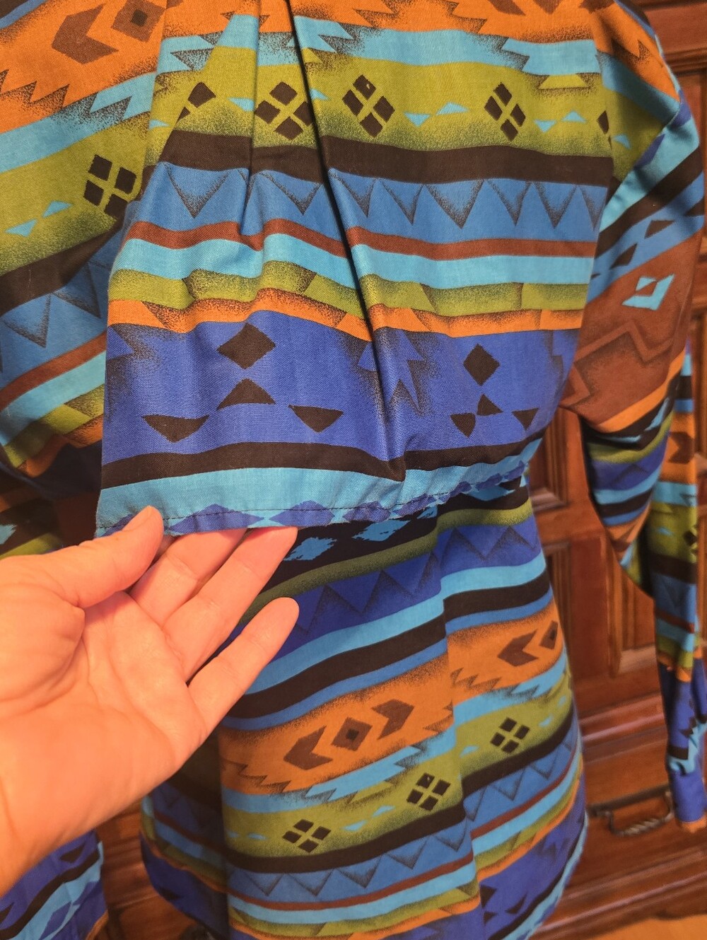 Roper Shirt Vintage Aztec Southwestern Long Sleeve Button Up Women’s Large USA - Picture 6 of 9